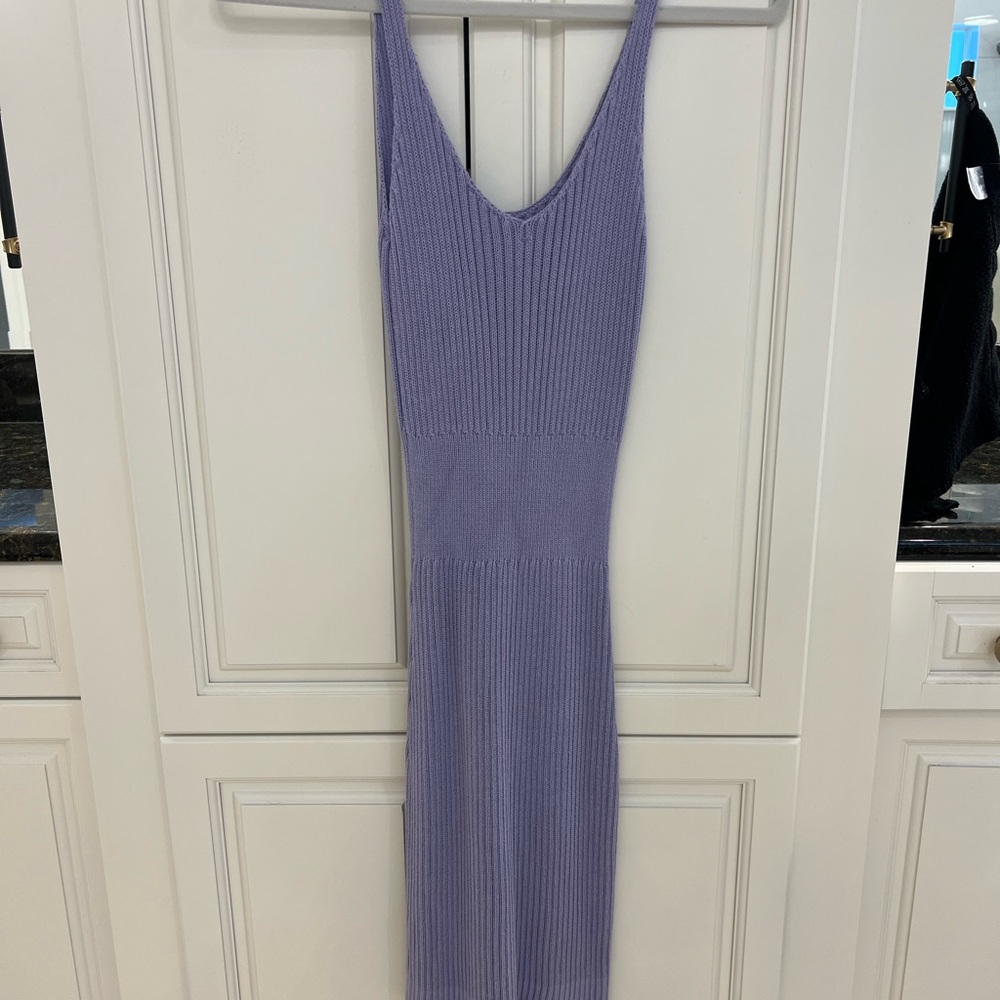 Chic Lavender Ribbed Mini Dress - Picture 8 of 8